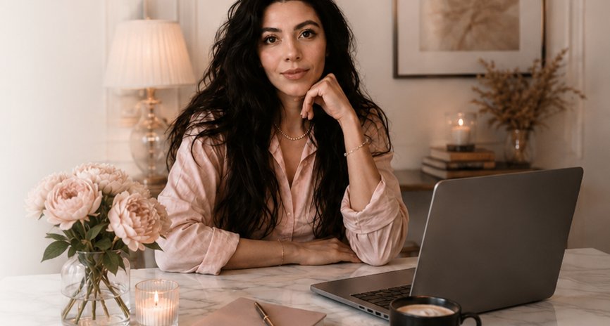 Stephanie Neri en su espacio de trabajo